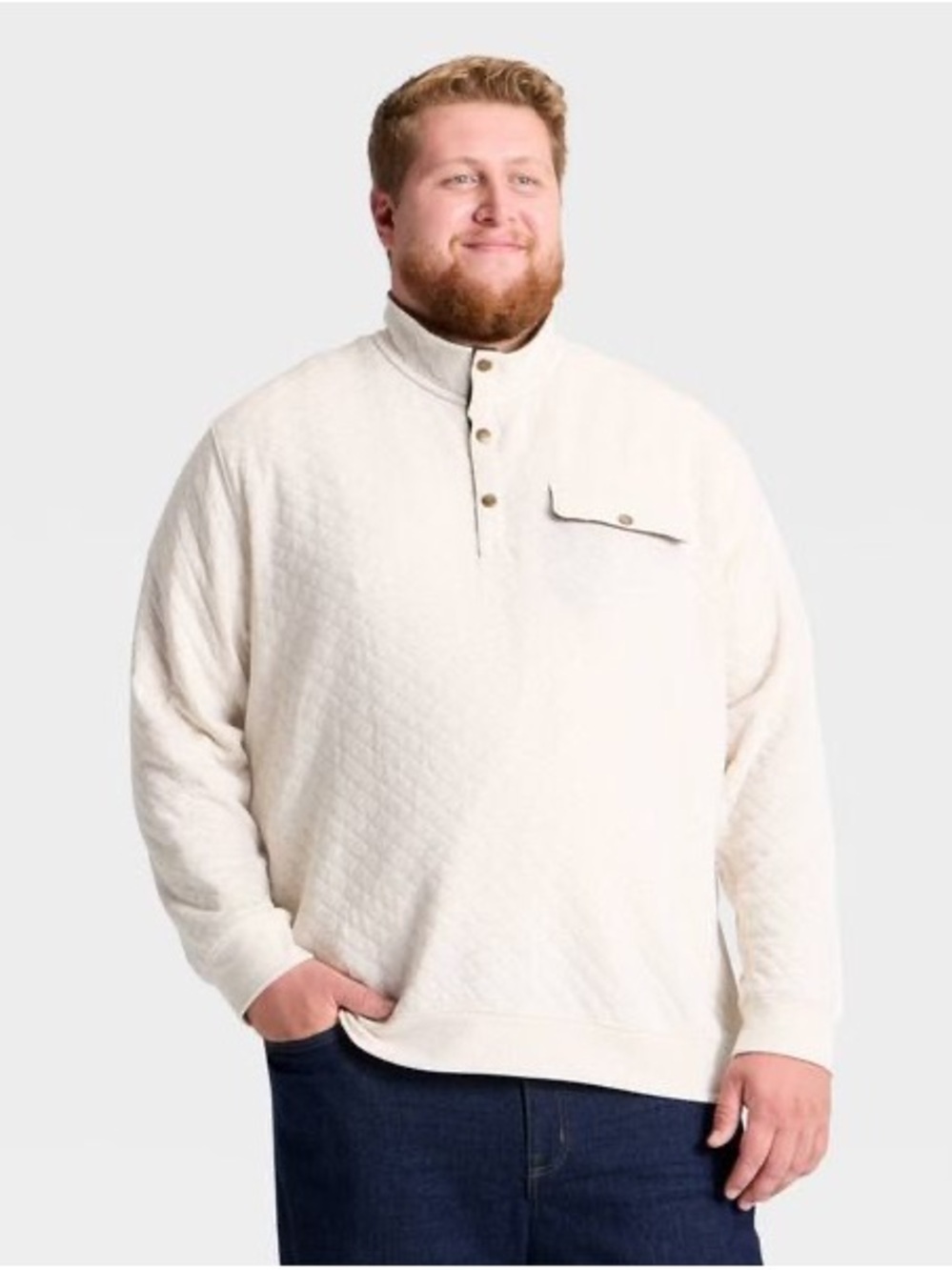 Men's Big & Tall Comfort Wear Quilted 1/4 Snap Pullover